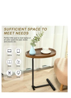 Y&D Small Side Table C Shaped End Table for Sofa and Bed, TV Tray Table with Metal Frame for Couch, Living Room, Bedroom  - Image 3