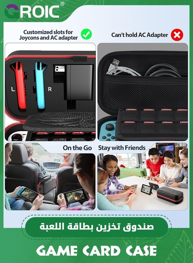 GROIC The Switch Case Compatible with Nintendo & OLED, Carry Bag for AC Adapter and Joy-Pad, Protective Portable Travel OLED Carrying Games Accessories - Image 5