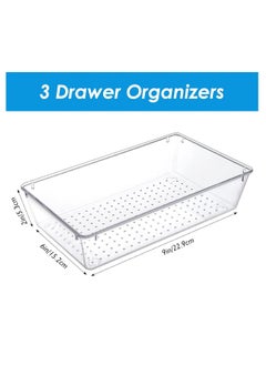 Generic 3 Pack Drawer Organizer, Drawer Dividers, Clear Plastic Drawer Organizer Set, 6" X 9" Plastic Clear Storage Bins, Acrylic Organizers with Clear Desk Storage Tray for Makeup, Jewelries, Kitchen Utensil  - Image 5