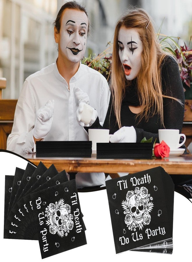 Geyoga 50 Pcs Til Death Do Us Party Napkins Gothic Bachelorette Bridal Shower Party Supplies Napkins Halloween Bachelorette Wedding Engagement Supplies - Image 3