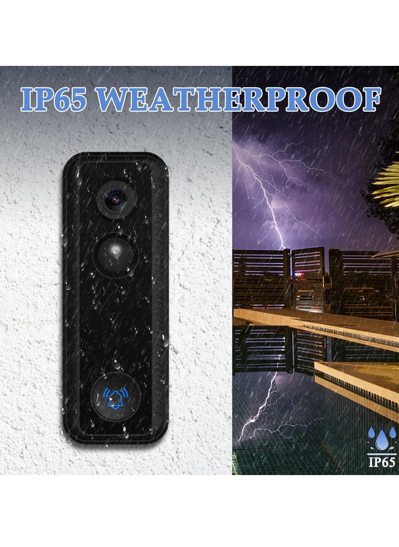 Generic - Wireless Video Doorbell with Chime, No Subscription Required, Battery-Powered, 2K HD, SD Card & Cloud Storage, 2-Way Audio, Night Vision, Human Detection, Voice Changer, Alexa Compatible. - Image 1