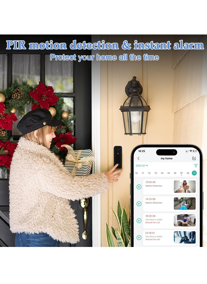 Generic - Wireless Video Doorbell with Chime, No Subscription Required, Battery-Powered, 2K HD, SD Card & Cloud Storage, 2-Way Audio, Night Vision, Human Detection, Voice Changer, Alexa Compatible. - Image 1