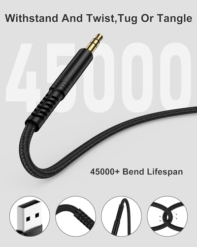 AILKIN USB to 3.5mm Audio Cable 3FT, Braided USB-A to Aux Male to Male TRS Stereo Adapter Cord, USB 2.0 to 1/8” Jack Adaptor Auxiliary Cable for Headphones Speakers Amplifiers PC Laptop PS4 PS5 Windows Mac - Image 3