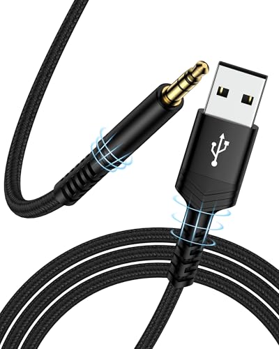 AILKIN USB to 3.5mm Audio Cable 3FT, Braided USB-A to Aux Male to Male TRS Stereo Adapter Cord, USB 2.0 to 1/8” Jack Adaptor Auxiliary Cable for Headphones Speakers Amplifiers PC Laptop PS4 PS5 Windows Mac - Image 1
