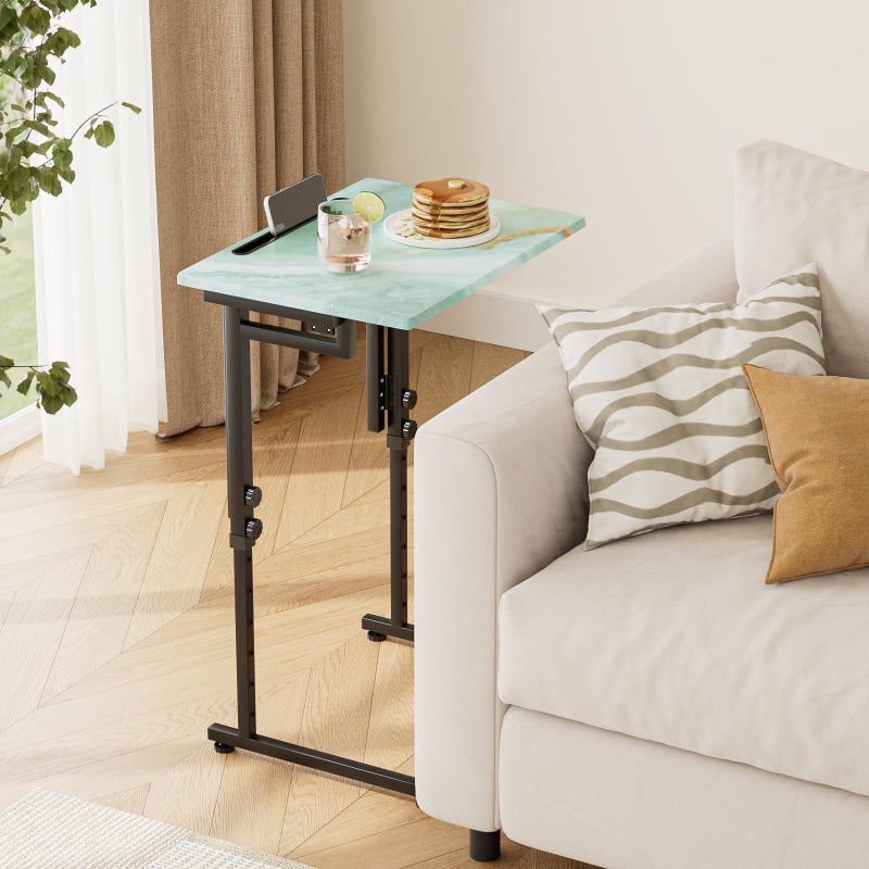 Fleecy day Folding TV Tray Table,Adjustable TV Dinner Table with Sturdy MDF Top,Eating Trays for Living Room with No Assembly Required (Sea Blue,2Pcs) - Image 2