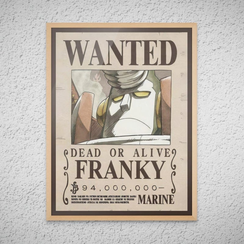 Art Decor Framed Fine Art One Piece Wanted Poster Wall Art Franky Anime Portrait Art Print Wall Décor for Bedroom Boys' Room Living Room Office Gaming Room 30x40cm - Image 1