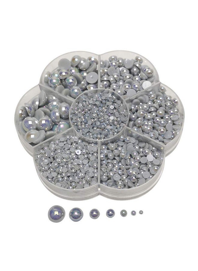 Chenkou Craft 3000Pcs 1 Box Grey Round Flatback Imitation Half Pearls Bead Loose Beads Gem (Grey Hall Ball) - Image 1