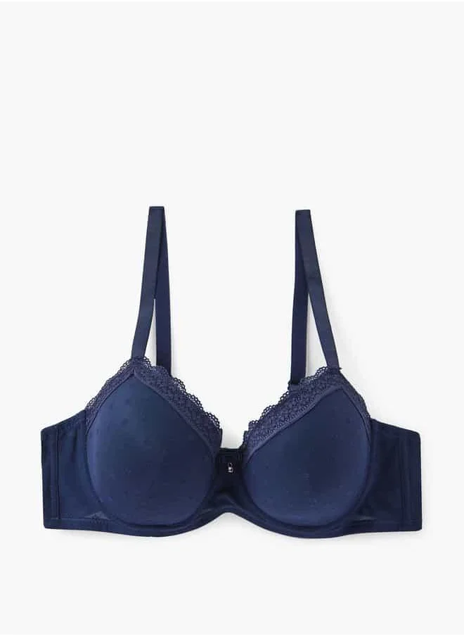 فاف Lace Detail Bra with Hook and Eye Closure