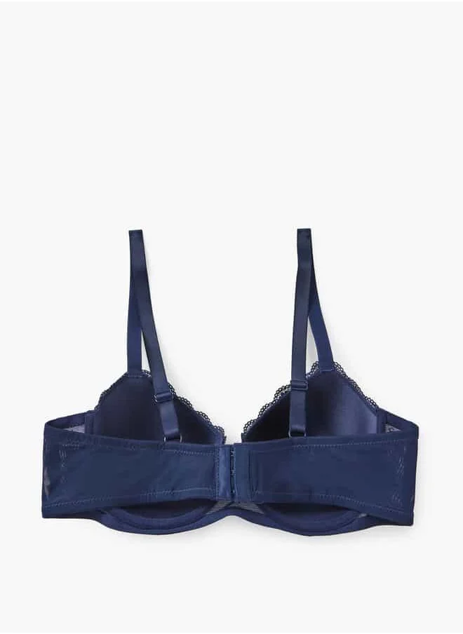 فاف Lace Detail Bra with Hook and Eye Closure