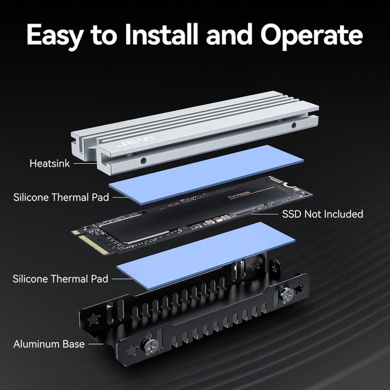 جيي JEYI M.2 HeatSink لـ PS5 / mATX/MiniATX، مشتت حراري منخفض الارتفاع فائق النحافة بارتفاع 7 مم من الألومنيوم الحمل الحراري NVMe، مشتتات حرارية سلبية مع زعانف، FinsCold 007-2-Pack - Image 4