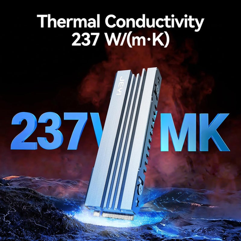 جيي JEYI M.2 HeatSink لـ PS5 / mATX/MiniATX، مشتت حراري منخفض الارتفاع فائق النحافة بارتفاع 7 مم من الألومنيوم الحمل الحراري NVMe، مشتتات حرارية سلبية مع زعانف، FinsCold 007-2-Pack - Image 3