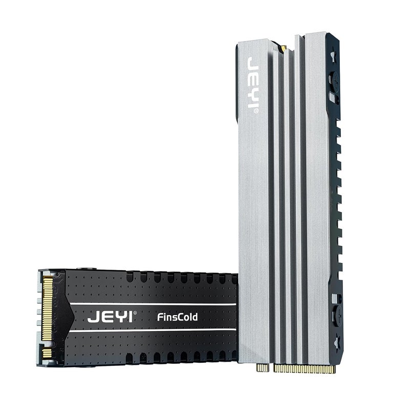 جيي JEYI M.2 HeatSink لـ PS5 / mATX/MiniATX، مشتت حراري منخفض الارتفاع فائق النحافة بارتفاع 7 مم من الألومنيوم الحمل الحراري NVMe، مشتتات حرارية سلبية مع زعانف، FinsCold 007-2-Pack - Image 1