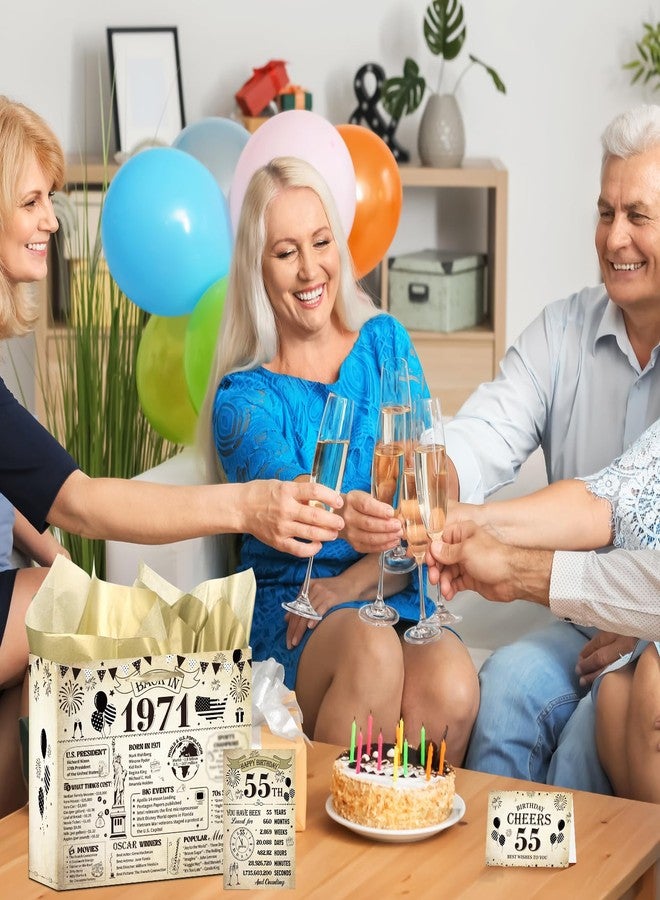 Wxiben حقيبة هدايا عيد الميلاد الـ 55 من Wxiben - زينة عيد الميلاد الـ 55 للنساء والرجال بعمر 55 عامًا، حقيبة تغليف هدايا عتيقة من عام 1971 بمقابض، مناسبة لبطاقات المعايدة والملصقات وورق المناديل ولوازم زينة الحفلات - Image 4