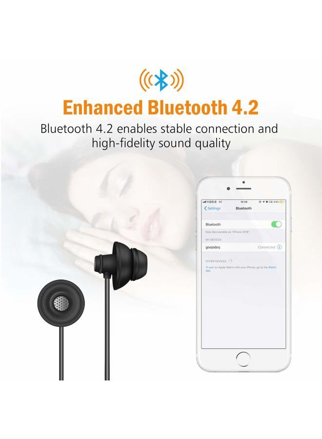 GOOJODOQ Bluetooth Sleep Headphones - GOOJODOQ Bluetooth 4.2 Wireless Soft in-Ear Sleeping Earbuds, 18 Hours Music time, Wireless Sleep Headsets for Insomnia, Side Sleeper, Gym, Relaxation and Sports- - Image 2