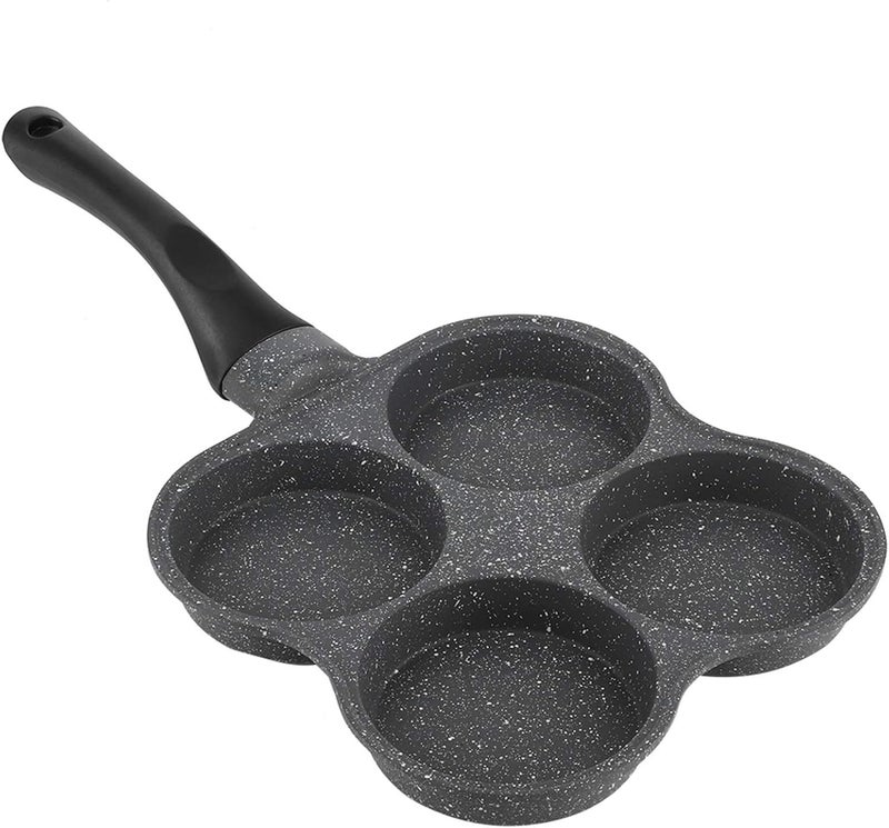 Non Stick Aluminum 4 Hole Pancake Omelet Eggs Pan, Breakfast Maker Frying Pan, Utensil with Ergonomic Handle for Electric Ceramic Stove, for - Image 3