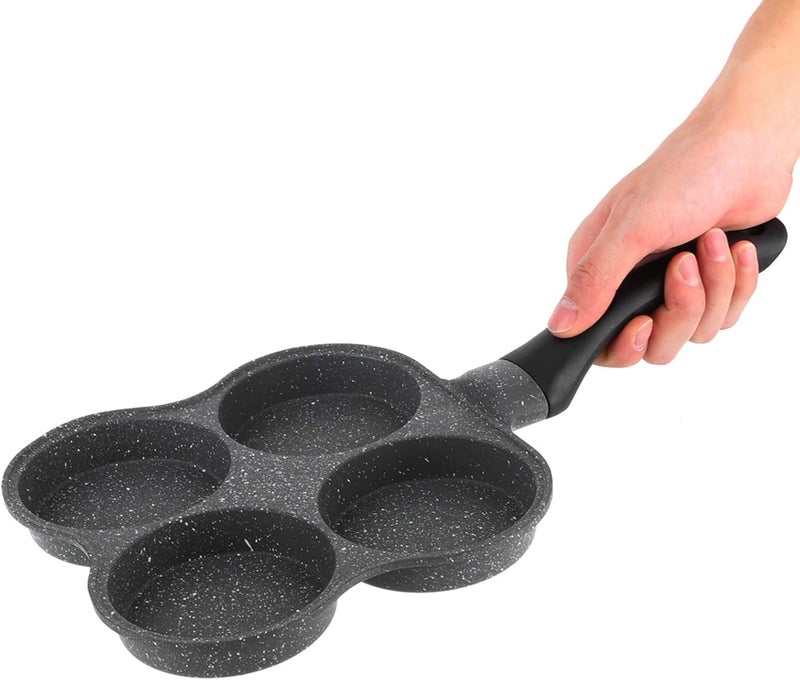Non Stick Aluminum 4 Hole Pancake Omelet Eggs Pan, Breakfast Maker Frying Pan, Utensil with Ergonomic Handle for Electric Ceramic Stove, for - Image 4