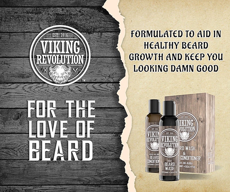 Viking Revolution Beard Shampoo and Conditioner Set - Top-tier Beard Care Kit with Argan & Jojoba Oils for Healthy Beard Growth, No Itching or Irritation, Rich Lather, Eucalyptus Scent (10 oz) - Image 2