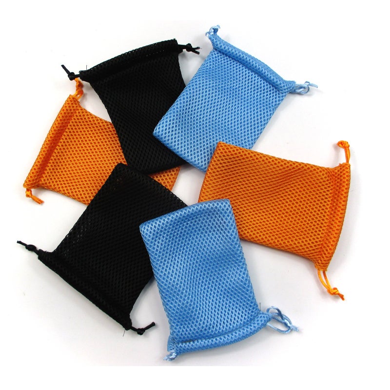 ALL in ONE 6pcs Nylon Mesh Drawstring Bag Pouches for Mini Stuff Cellphone Mp3 8x13cm 3x5 Inch BlackOrangeBlue