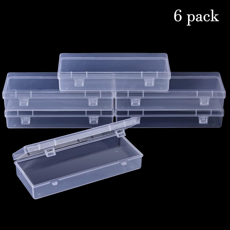 ZORRITA 6 Pack Small Plastic Storage Containers with Hinged Lids, Rectangle Clear Plastic Boxes for Beads, Jewelry, Game Pieces and Crafts Items (6.1 x 2.36 x 1.1 Inch) - Image 3
