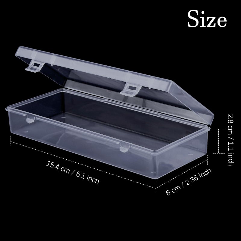 ZORRITA 6 Pack Small Plastic Storage Containers with Hinged Lids, Rectangle Clear Plastic Boxes for Beads, Jewelry, Game Pieces and Crafts Items (6.1 x 2.36 x 1.1 Inch) - Image 2