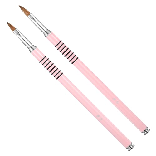 Prasacco 2 Packs Acrylic Nail Brush for Nails Art, Nail Art Brush Set Acrylic Kolinsky Nail Brush 3D Nail Art Flower Brush Acrylic Manicure Brush for Women Acrylic Application(Pink) - Image 1
