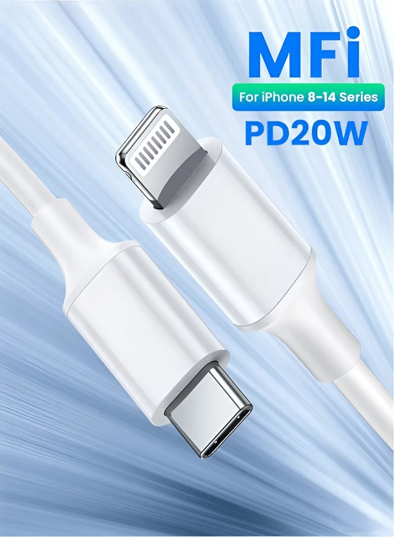 Original 1 Meter [MFi Certified] USB C to Lightning PD Fast Charging Charger Cable 20W for iPhone 14/14 Pro/14 Plus/14 Pro Max, iPad Pro and All iPhone 8-14 Series - Image 1