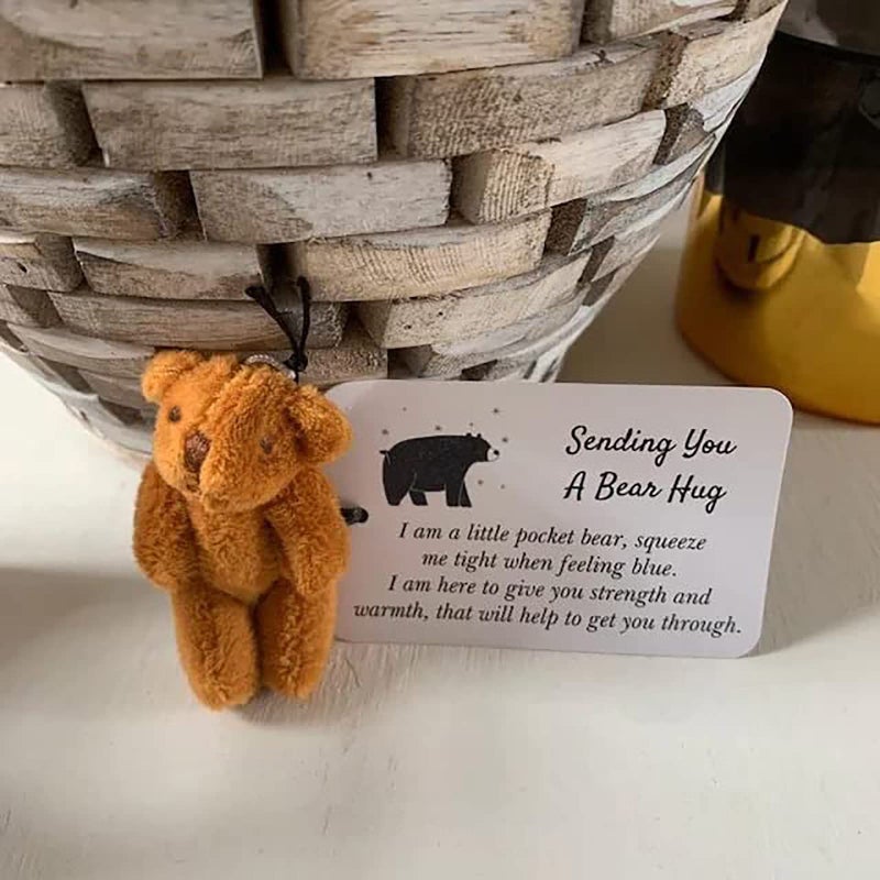 Siluyado A Little Pocket Bear Hug - Sending You A Bear Hug  With Pocket Hug Token Card  Emotional Support Plush Positive Gifts For Graduation Birthday (Bronze) - Image 3