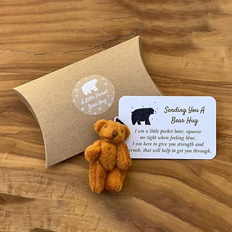 Siluyado A Little Pocket Bear Hug - Sending You A Bear Hug  With Pocket Hug Token Card  Emotional Support Plush Positive Gifts For Graduation Birthday (Bronze) - Image 5