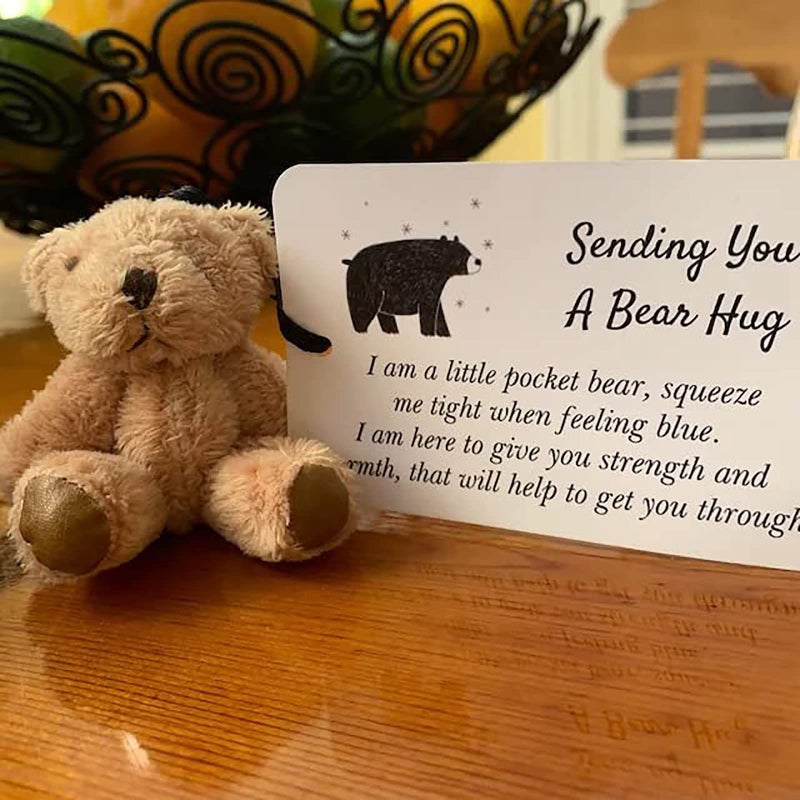 Siluyado A Little Pocket Bear Hug - Sending You A Bear Hug  With Pocket Hug Token Card  Emotional Support Plush Positive Gifts For Graduation Birthday (Bronze) - Image 2