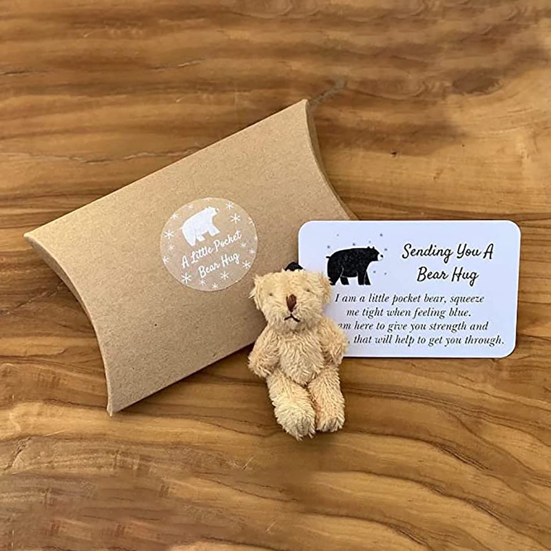Siluyado A Little Pocket Bear Hug - Sending You A Bear Hug  With Pocket Hug Token Card  Emotional Support Plush Positive Gifts For Graduation Birthday (Bronze) - Image 1