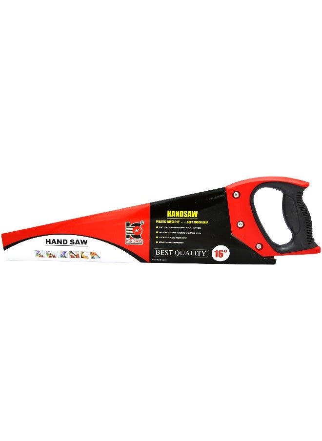 KADRIS Hand Saw - 16"/400mm 7TPI Heat Treatment Teeth, Fast Cut, Long Life, Triple Teeth, 65Mn Material, Two Color Soft Handle, Precision Ground Teeth - Ideal for Woodworking and DIY HA1423  - Image 2