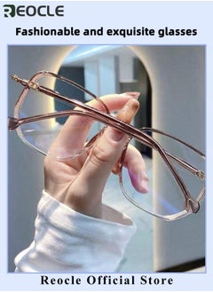 REOCLE Women's Progressive Multifocus Reading Glasses Spring Hinge Blue Light Blocking Glasses Large Square Reading Glasses  - Image 5