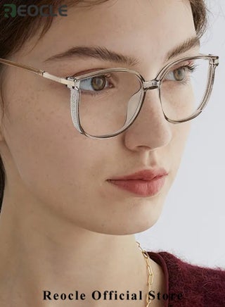 Women's Progressive Multifocus Reading Glasses Spring Hinge Blue Light Blocking Glasses Large Square Reading Glasses - view 2