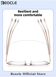 REOCLE Women's Progressive Multifocus Reading Glasses Spring Hinge Blue Light Blocking Glasses Large Square Reading Glasses  - Image 4