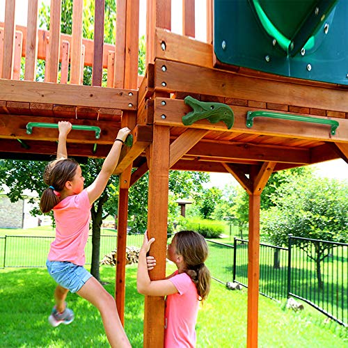 Purife 17.2 Inch Metal Playground Handles Green Set of 2- Outdoor Swing Sets Safety Handles - Playset Grab Bar, Indoor Kids Climbing Monkey Bars for Playhouse, Treehouse, Jungle Gym - Image 4