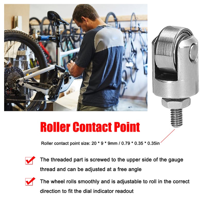 Dial Indicator Measuring Probe Roller Depth Gauge Tester Roller M25 Thread Bike Rims Repairing Tool Bicycle Adjustment Rings Bearing Roller Contacting Point - Image 4
