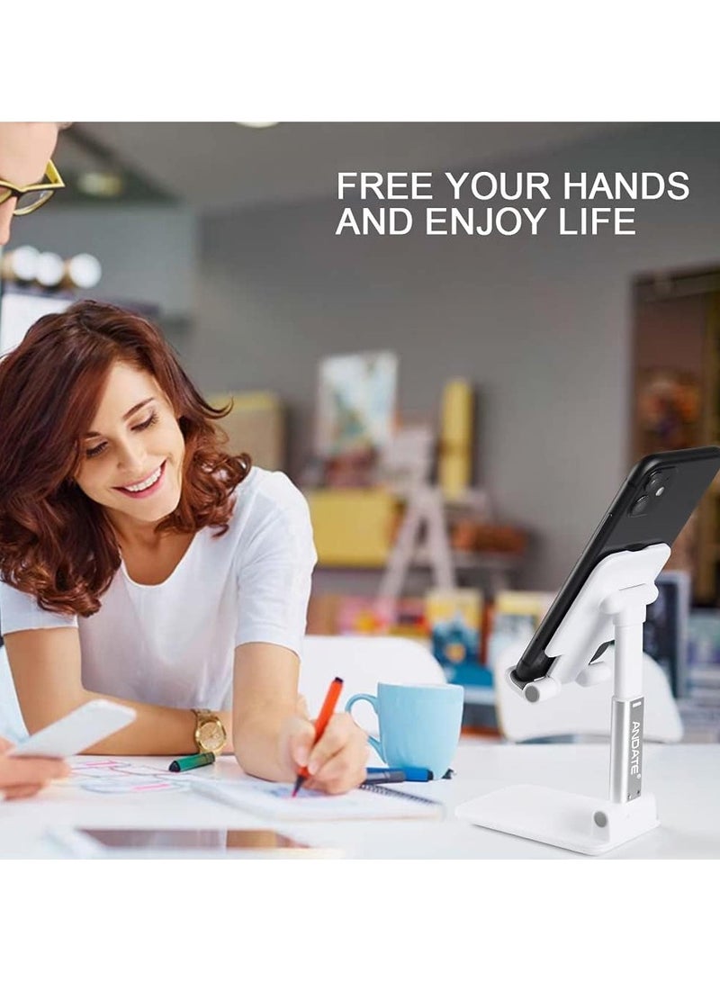 حامل هاتف محمول، زاوية ارتفاع قابلة للتعديل للمكتب، حامل قابل للطي بالكامل، حامل للكمبيوتر اللوحي، متوافق مع جميع الهواتف المحمولة/آيباد/كيندل/قاعدة الهاتف اللوحي - Image 3
