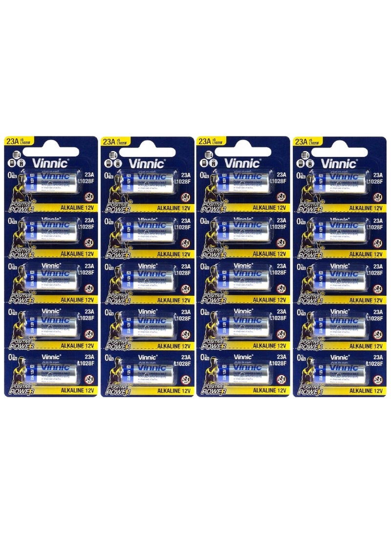 20-Pieces Vinnic 23A Positive Power (L1028F) 12V Alkaline Batteries