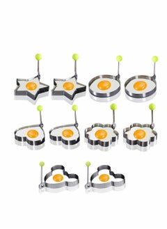Y&D 10 Pack Egg Ring, Different Shapes Pancake Maker Mould, Stainless Steel Non Stick Metal Household Kitchen Cooking Tool for Frying McMuffin or Shaping Eggs, Moulds  - Image 1