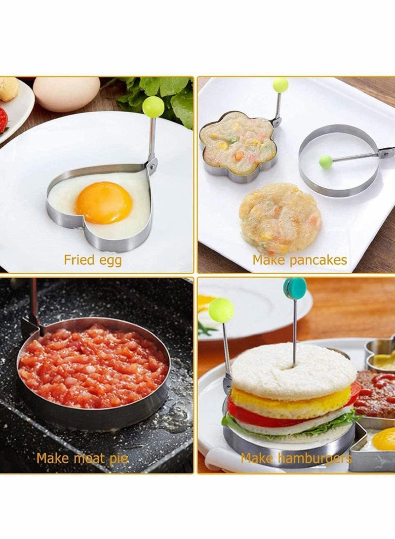 Y&D 10 Pack Egg Ring, Different Shapes Pancake Maker Mould, Stainless Steel Non Stick Metal Household Kitchen Cooking Tool for Frying McMuffin or Shaping Eggs, Moulds  - Image 2