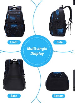 HomarKet 3PCS Backpacks  Set for Primary Junior School Backpack with Lunch Box Pencil Case Large Galaxy-print Durable Bookbags Lightweight Travel Backpack Set for Boys Girls  - Image 3