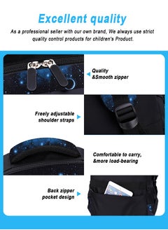 HomarKet 3PCS Backpacks  Set for Primary Junior School Backpack with Lunch Box Pencil Case Large Galaxy-print Durable Bookbags Lightweight Travel Backpack Set for Boys Girls  - Image 4