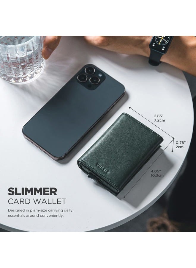 VULKIT حامل بطاقة الائتمان مع قسم للنقود ورق RFID مانع للقراءة محفظة جلدية مع نافذة للهوية (أخضر) - Image 5