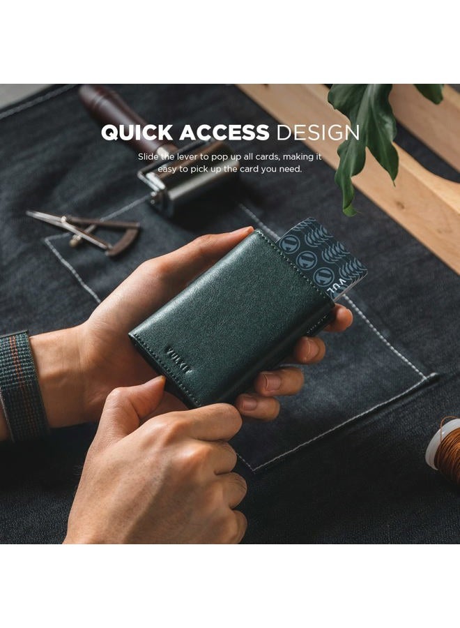 VULKIT حامل بطاقة الائتمان مع قسم للنقود ورق RFID مانع للقراءة محفظة جلدية مع نافذة للهوية (أخضر) - Image 3
