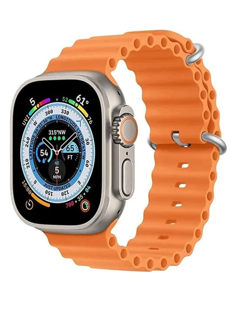 W&O - X9 Plus Ultra 2 Smart Watch Super Amoled Screen -  49mm - 2.2inch Full Screen - Aluminum Case With 2 straps Silicone & Fabric - Wireless Charge - Orange - Image 1