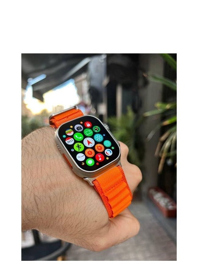 W&O - X9 Plus Ultra 2 Smart Watch Super Amoled Screen -  49mm - 2.2inch Full Screen - Aluminum Case With 2 straps Silicone & Fabric - Wireless Charge - Orange - Image 1