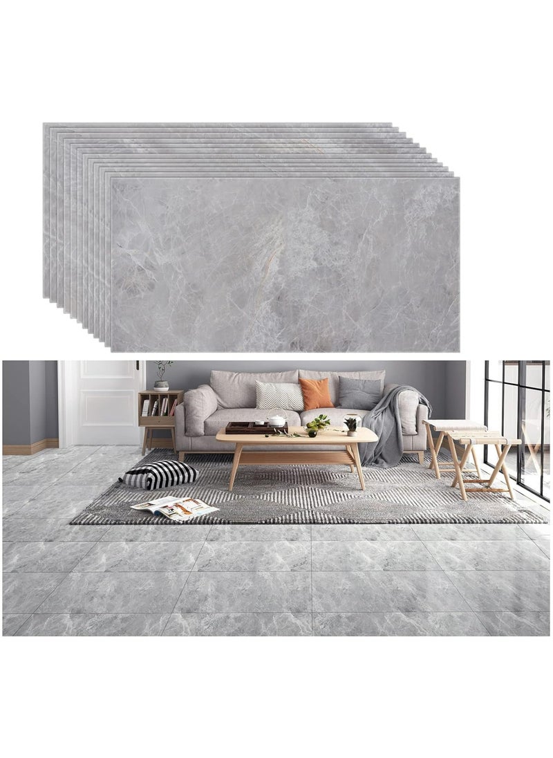 AUTOYSUR - 12pcs Marble Tile Stickers,Wall Sticker Self-adhesive,3D Wall Panel,15.7"x31.5"Peel and Stick Floor Tile for Home Living Room Kitchen Bathroom Decor Grey - Image 1
