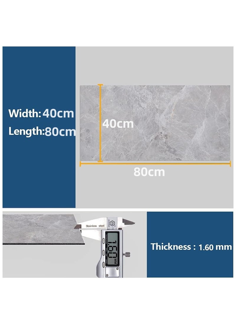 AUTOYSUR - 12pcs Marble Tile Stickers,Wall Sticker Self-adhesive,3D Wall Panel,15.7"x31.5"Peel and Stick Floor Tile for Home Living Room Kitchen Bathroom Decor Grey - Image 1