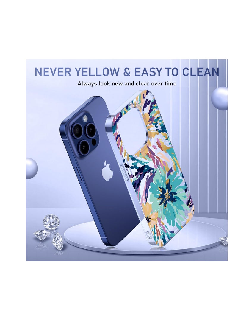 Zikra Case for iPhone 15 Pro Max, Hard PC + TPU Shockproof Protective, Flower Clear Fashionable Patterns, for Girls Women - Image 3