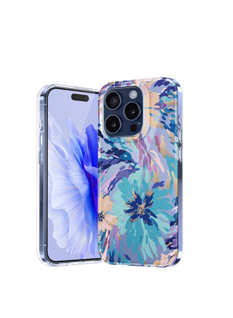 Zikra Case for iPhone 15 Pro Max, Hard PC + TPU Shockproof Protective, Flower Clear Fashionable Patterns, for Girls Women - Image 1